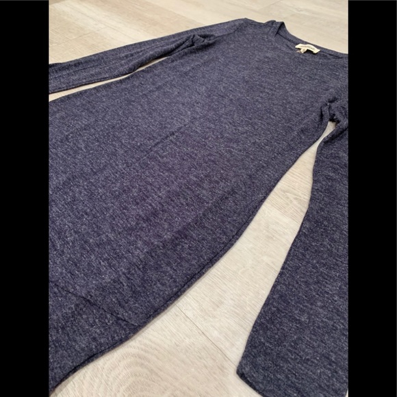 Blue Long Sleeve Petal Hem Shirt Dress - Picture 9 of 9